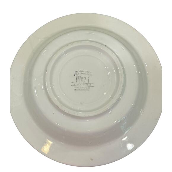 Pier One Tulips Floral Soup Bowl  Rimmed Handpainted Yellow Made In Italy 9" - Picture 6 of 7